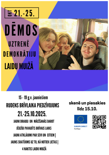 Neformālās izglītības mācības jauniešiem “Dēmos. Uztrenē demokrātiju!”