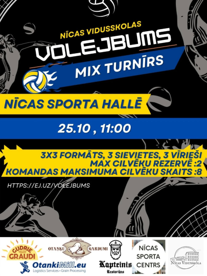 VOLEJBOLA MIX TURNĪRS NĪCĀ – “VOLEJBUMS”