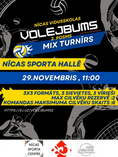VOLEJBOLA MIX TURNĪRS NĪCĀ – “VOLEJBUMS – 2. posms