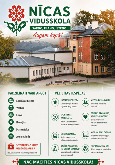 Nāc mācies Nīcas vidusskolā!